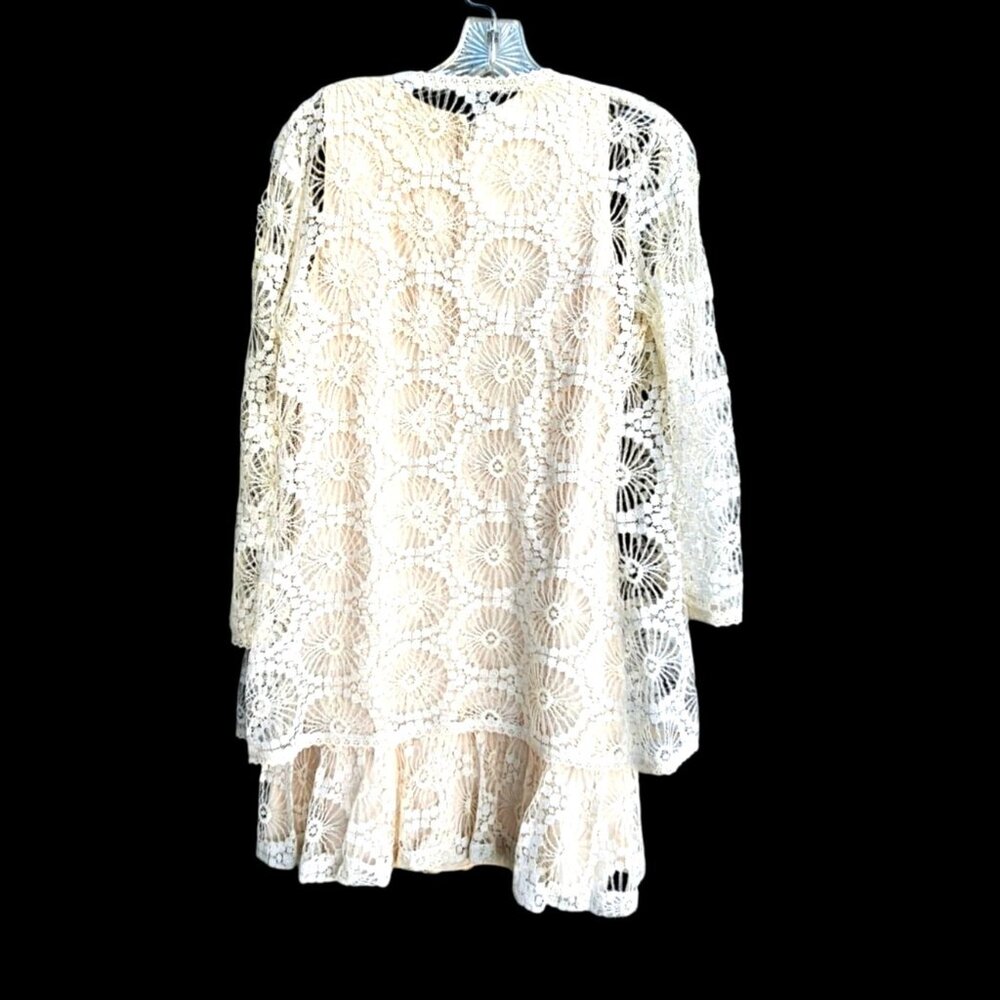 Vintage 1960s Saba California Lace Dress Set Size S Wedding Neutral A-line - Picture 10 of 16